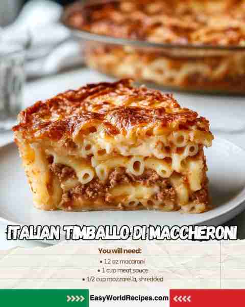 🇮🇹 Timballo di Maccheroni (Baked Macaroni Pie) Layered baked pasta with meat sauce and cheese—crispy...