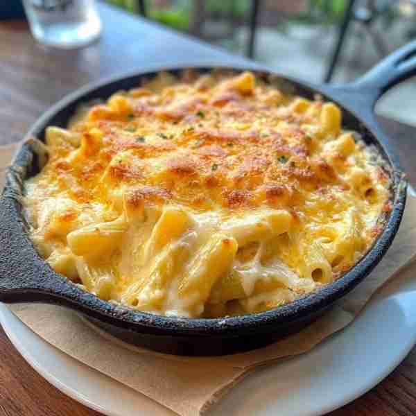 Cast-Iron Skillet Baked Rigatoni Mac & Cheese 🧀 Ingredients: For the pasta & sauce: 8 oz rigatoni p...