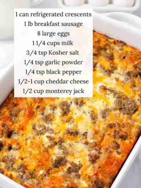 This crescent roll breakfast casserole can be prepared the night before and baked in the oven in the...
