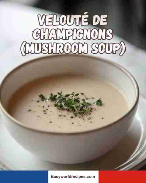 🇫🇷 Velouté de Champignons (Mushroom Soup) A smooth, creamy mushroom soup finished with herbs and bla...
