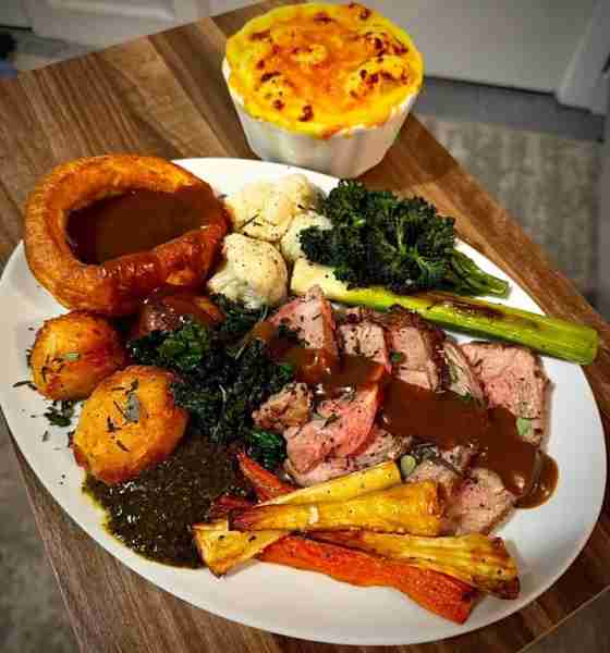 Happy Easter! Deboned rolled lamb shoulder studded with garlic with a side of cauliflower cheese by...