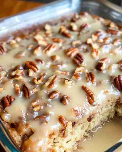 Butter Pecan Praline Poke Cake Ingredients For the Cake: 1 (15 oz) box butter pecan cake mix 1 (16 o...