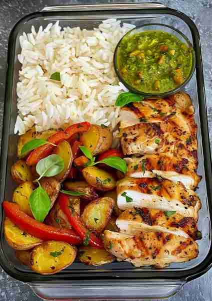 🍅 This Garlic Chicken & Roasted Potatoes with Creamy Pesto Sauce is a comforting, herb-filled meal...