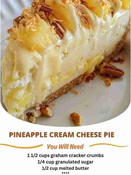 Pineapple Cream Cheese Pie Ingredients: 1 1/2 cups graham cracker crumbs 1/4 cup granulated sugar 1/...
