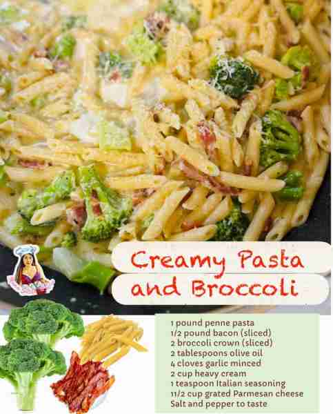 So Creamy Pasta with Broccoli Recipe: 1 pound penne pasta (cooked according to instructions) 1/2 po...
