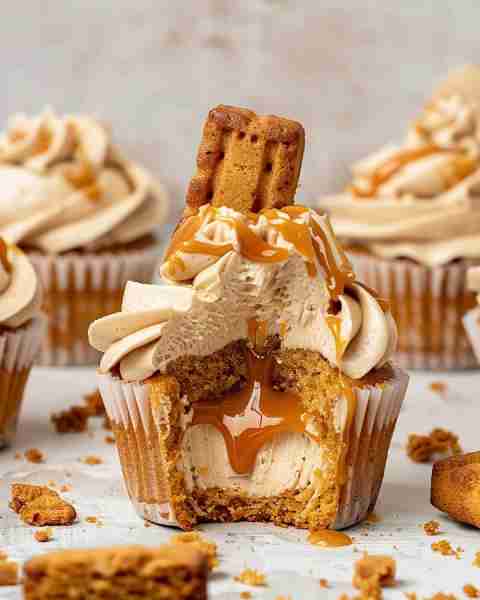 Biscoff Cupcakes with Caramel Filling & Biscoff Buttercream Cupcake Base: Ingredients: 1 cup (125g)...