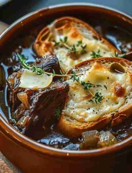 Rich French Onion Soup with Tender Beef Short Ribs and Gruyère Cheese Toast The Flavor Vault avatar...