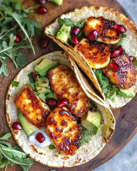 Hot Honey Halloumi and Avocado Tacos These vibrant Hot Honey Halloumi Tacos are a perfect blend of s...