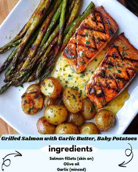 🧈🔥 Insanely Delicious Grilled Salmon with Garlic Butter, Baby Potatoes & Asparagus 🥔🐟🌿 Prep tim...