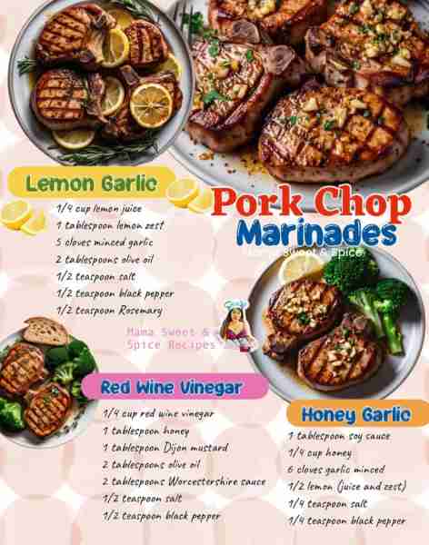 So Easy yet flavorful Homemade Pork Chop Marinades! Each recipe is good for 4 slices of pork chop. M...