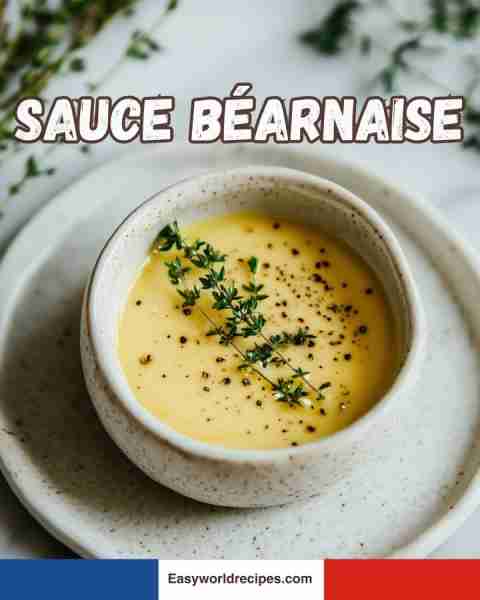 🇫🇷 Sauce Béarnaise Rich, buttery sauce with tarragon and shallots—perfect for steak or fish. Ingredi...