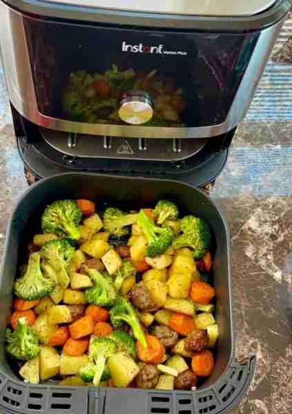 "Quick dinner tonight is this potatoes, sausage, carrots and broccoli. This dish is even quicker if...
