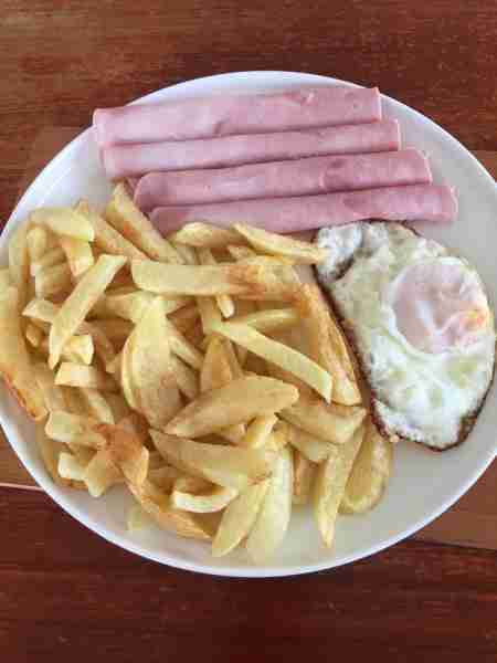 Ham egg and home made chips by Kay