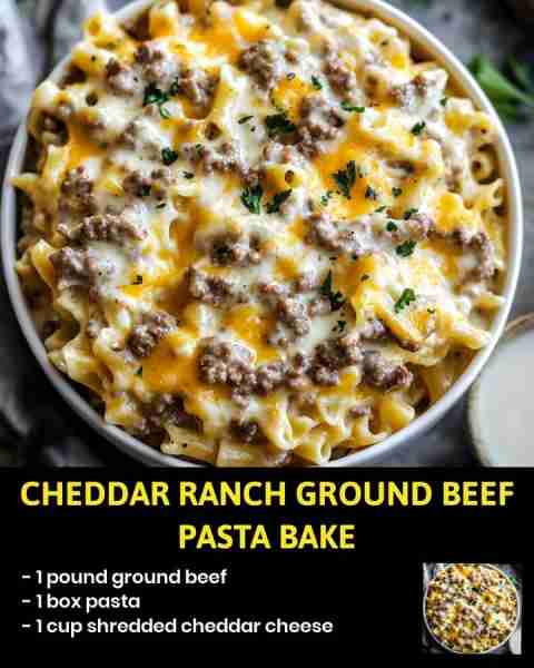Cheddar Ranch Ground Beef Pasta Bake Looking for a comforting and delicious meal idea? This Cheddar...