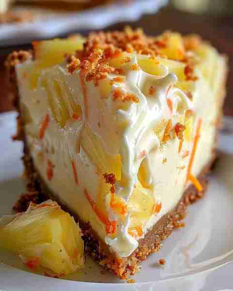 Hawaiian Pineapple Carrot Cheesecake 🌴🍍🥕 Ingredients: 2 cups graham cracker crumbs 1/2 cup melted...