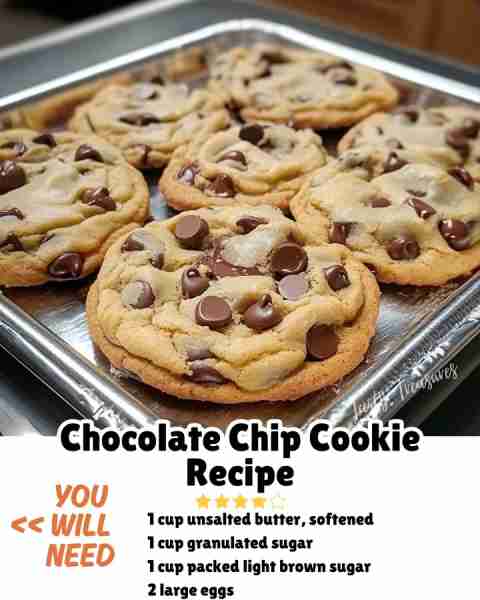 🍪 The Best Chocolate Chip Cookie Recipe Ever 🍪 Ingredients: 1 cup unsalted butter, softened 1 cup...