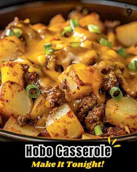 Hobo Casserole = Layers of Pure Comfort! 😍 👉 𝗧𝗿𝘆 𝘁𝗵𝗲 𝗥𝗲𝗰𝗶𝗽𝗲 𝗧𝗼𝗱𝗮𝘆! • 1 lb ground beef, 4 sliced po...