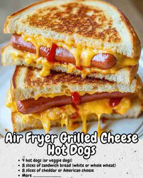🌭 Air Fryer Grilled Cheese Hot Dogs : Crispy, Cheesy, Golden & a Fun Twist on Two All-Time Faves! I...