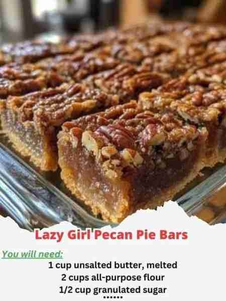 Lazy Girl Pecan Pie Bars!!! A simple and delicious dessert recipe that combines the rich flavors of...