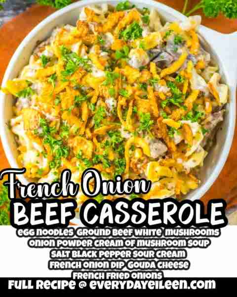 French Onion Beef Casserole, An easy dinner casserole that can be made ahead, freezer friendly and a...