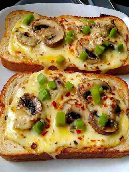 Cheesy Mushroom Toast Melts 🧀🍄 A melty, savory snack win that’s totally addictive! 📝 Ingredients:...