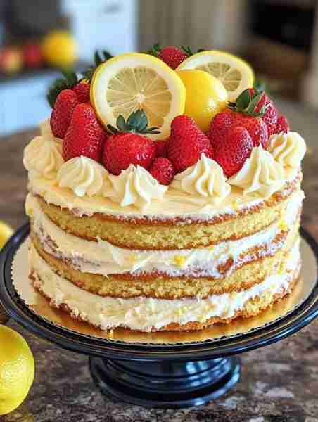 Strawberry Lemonade Buttermilk Cake 🍋🎂🍓 Ingredients: 1 cup unsalted butter 1½ cups granulated...