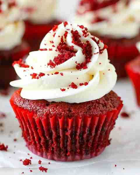 Red Velvet Cupcakes with Cream Cheese Frosting Yields: 12–14 cupcakes Prep Time: 15 mins | Bake Time...