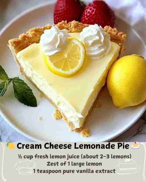 🍋 Cream Cheese Lemonade Pie 🍰 Ingredients For the Crust: 1 ½ cups graham cracker crumbs (about 10–...