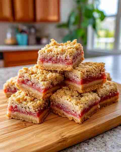Delicious Homemade Rhubarb Streusel Oat Bars Easy Baking Fun 🍰😋✨ Ingredients: For the Rhubarb Fil...
