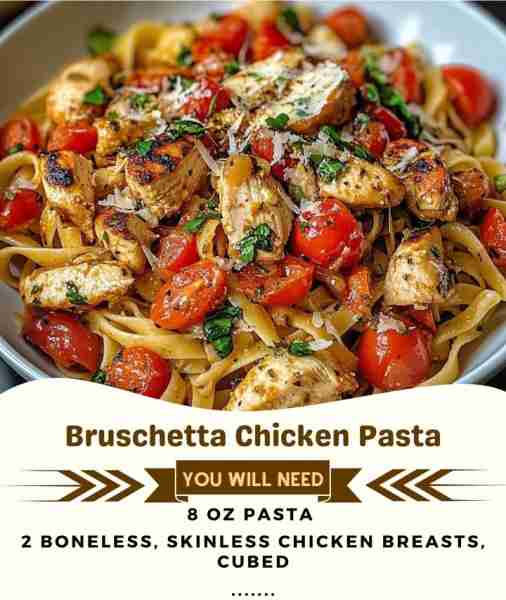🍅🐔 Fresh & Zesty Bruschetta Chicken Pasta – Light, Flavorful & Bursting with Italian Vibes! 🇮🇹✨ J...