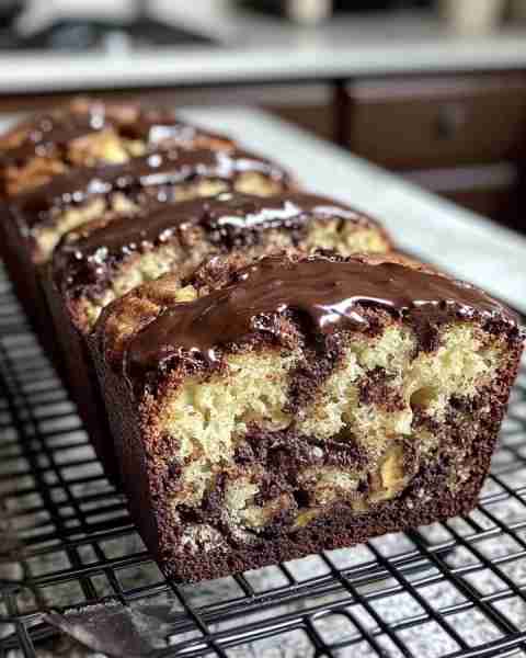 Chocolate Marbled Banana Bread Ingredients: - 1 1⁄2 cups all-purpose flour - 1 teaspoon baking soda...