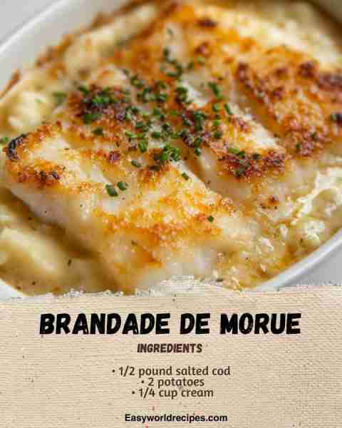 🇫🇷 Brandade de Morue (Salt Cod Purée) Creamy mash of cod and potatoes—classic comfort from southern...