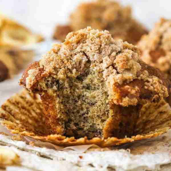 Ditch the bakery and make these cinnamon streusel-topped Banana Muffins at home. Moist, tender, and...