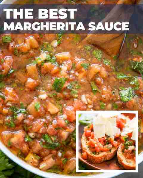 Margherita Sauce is a delicious Italian sauce made with fresh tomatoes, basil, garlic, flat-leaf par...