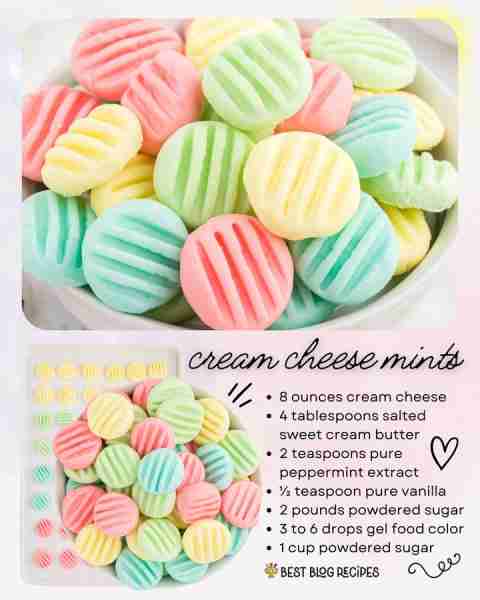 Pastel perfection! 💖 These Cream Cheese Mints are smooth, sweet, and totally addictive. Who’s tryin...