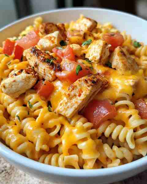 CAJUN VELVEETA ROTEL CHICKEN ROTINI Ingredients: 2 boneless, skinless chicken breasts, diced 10 oz r...