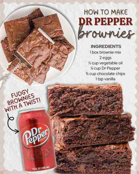 These Dr Pepper Brownies are rich, fudgy, and wildly fun to make! 🥤🍫 🍴 Gather These Ingredients:...