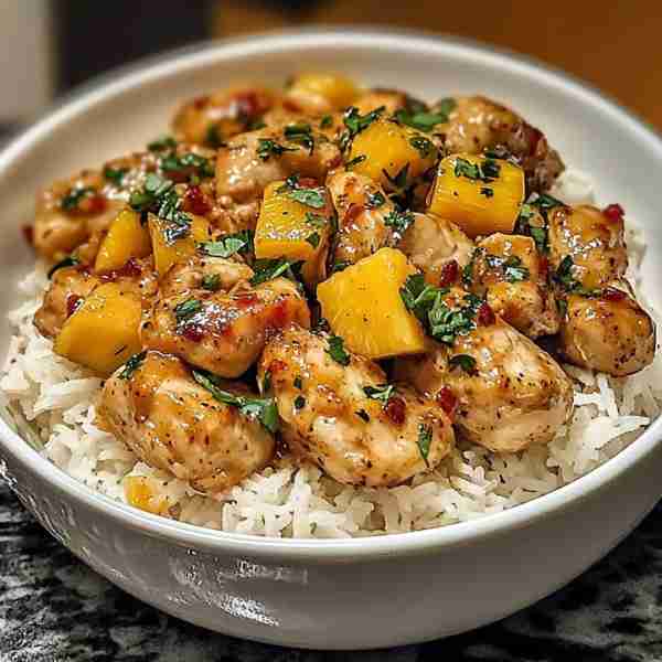 🌶️🥭🍚 Spicy Mango Chili Chicken with Coconut Rice 🍽️ Servings: 3–4 ⏱️ Prep Time: 15 minutes 🔥 Cook...