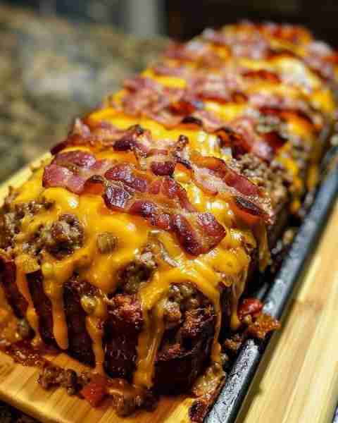 Bacon Cheeseburger Meatloaf Ingredients: 3 pounds 85% lean 15% fat ground beef 1 pound of country-st...