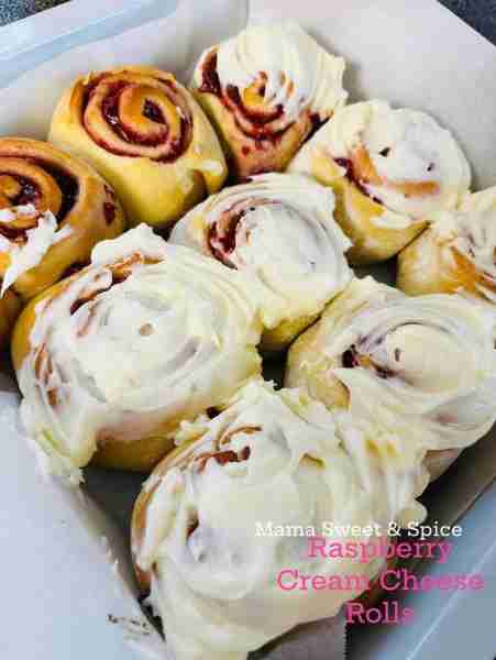 Raspberry Cream Cheese Sweet Rolls Ingredients: 1 cup warm milk 2 teaspoons instant yeast 1/4 cup g...