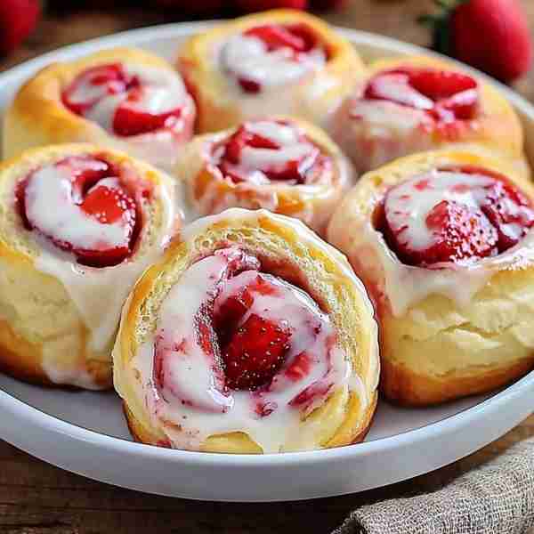 Strawberry Cheesecake Sweet Rolls 🍓🍩 Indulge in these deliciously sweet rolls filled with cheesec...