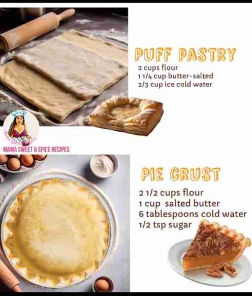 Homemade Puff Pastry Dough versus Pie Crust Dough 1. Only 3 Ingredient - Puff Pastry Dough 2 cups fl...