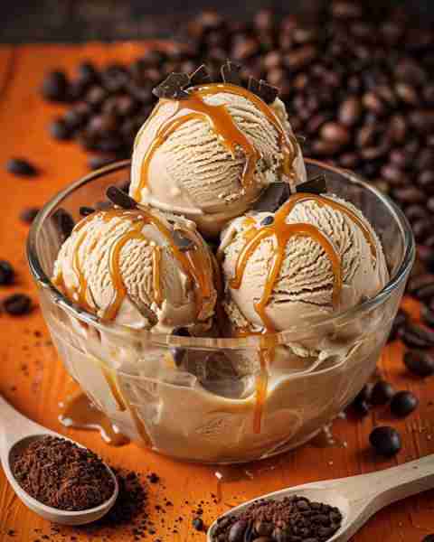 Coffee Caramel Ice Cream Ingredients: • 2 cups heavy cream • 1 cup whole milk • 3/4 cup granulated s...