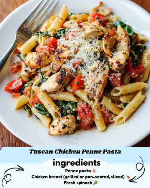 🌶️🍝 Tuscan Chicken Penne Pasta – Bold, Creamy & Irresistible! 🍗🧄 Prep time: 15 mins Cooking time:...