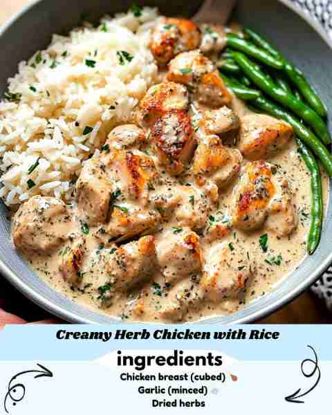 🍗🌿 Creamy Herb Chicken with Rice – Rich, Cozy & Totally Satisfying! 🍚💚 Prep time: 15 mins Cookin...