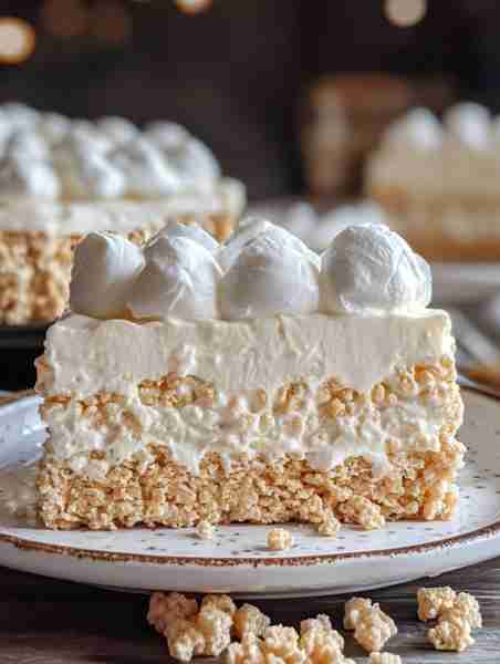 Rice Krispie Treat Cheesecake 🍚🧈🎂 Ingredients: 3 cups Rice Krispies ¼ cup butter ⅓ cup mars...
