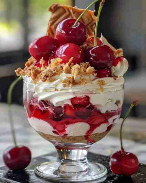 Refreshing Cherry Cheesecake Dessert Cups 🍨🍒 Ingredients: 1 cup graham cracker crumbs 2 tablespoon...