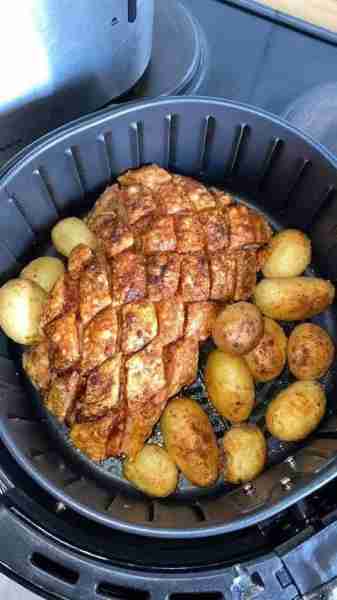Pork belly in air fryer, quick summary. Put the raw pork belly, bought already scored in foil, added...