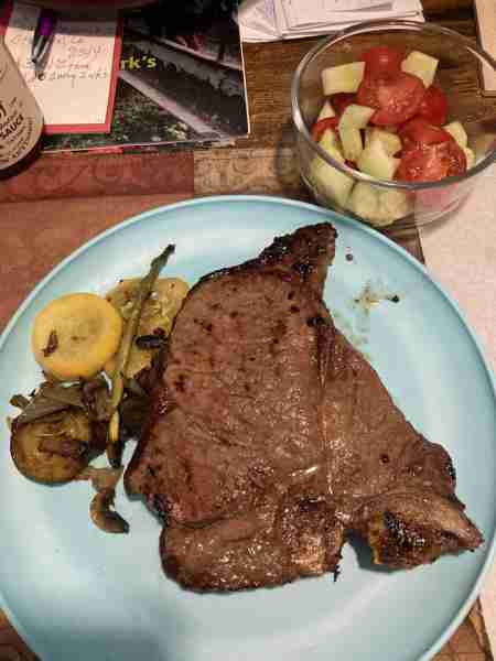 Yesterday was our 56 yr Anniversary. We wanted to wait until today to fix our special lunch. T bones...