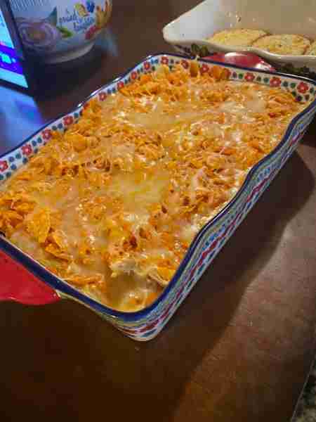 Ingredients: 2-3 chicken breast Family size bag of Doritos Large can Cream of Chicken Small can of c...